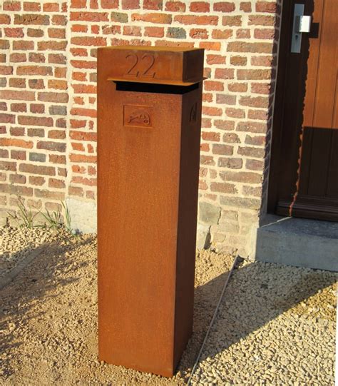 corten steel mailbox post